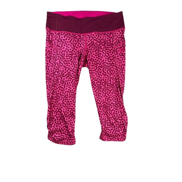 Lululemon Run: Top Speed Crop Size 8 Ace Spot Jewelled Magenta Purple Leggings - Picture 4 of 9